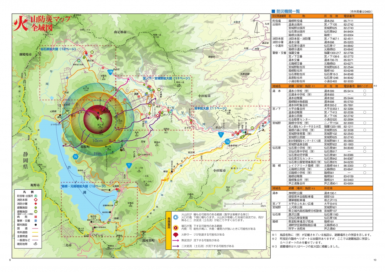 箱根火山防災マップ（一部抜粋）
